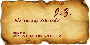 Jánossy Zdenkó névjegykártya